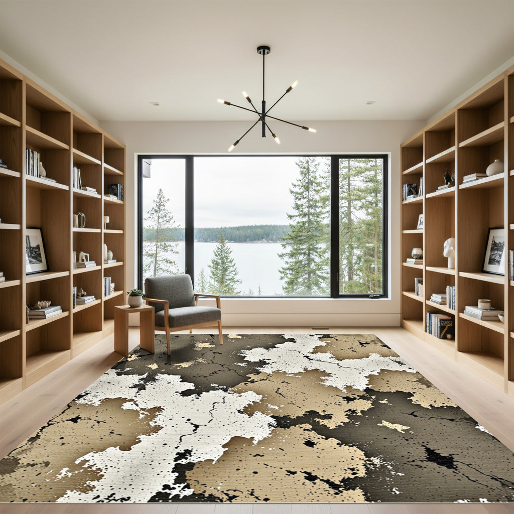 Neutral Earthy Cracked Organic Texture Rug