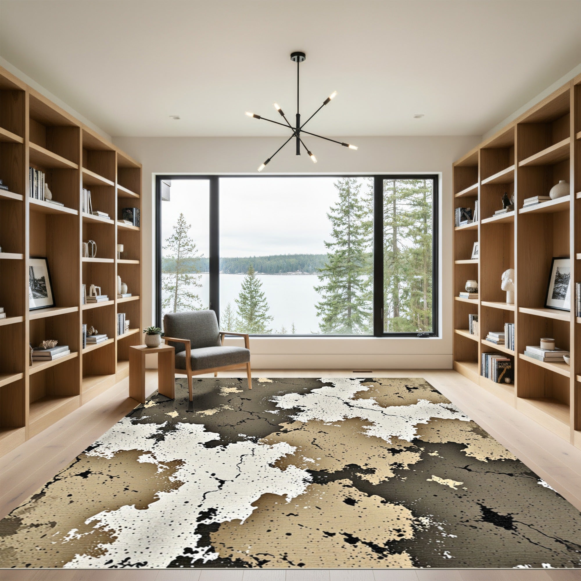 Neutral Earthy Cracked Organic Texture Rug