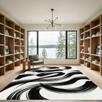 Minimalist Black and White Brushstroke Rug