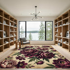 Crimson Peony Garden Floral Medley Rug