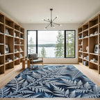 Frosty Blue Fern Botanical Foliage Rug