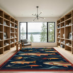 Vintage Trout Fishing Wilderness Scene Rug