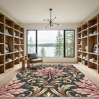 Ornate Pink Acanthus Leaf Scroll Rug
