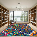 Vibrant Floral Medallion Color Splash Rug