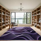 Modern Amethyst Rippling Abstract Swirls Rug