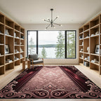Elegant Rose Gold Victorian Damask Rug