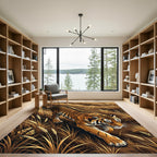 Golden Tiger Amidst Tall Grass Rug