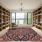 Coral Floral Medallion Dark Intricate Rug