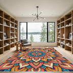 Vibrant Multi-Color Medallion Floral Mandala Rug