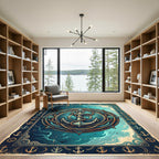 Vintage Nautical Anchor Compass Medallion Rug