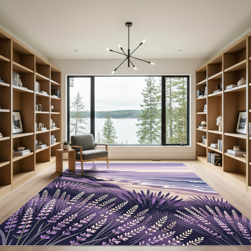 Purple Lavender Coastal Landscape Serenity Rug