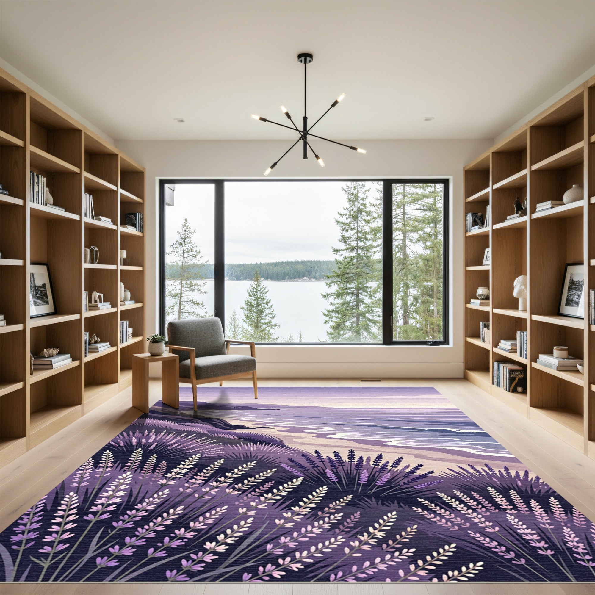 Purple Lavender Coastal Landscape Serenity Rug