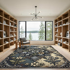 Elegent Dual Tone Floral Scroll Tapestry Rug