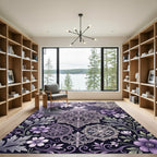 Elegant Purple Floral Lace Medallion Rug