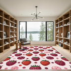 Bright Red Berry Polka Dot Collage Rug