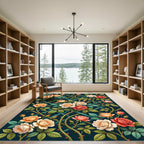 Romantic Coral Rose Trellis Harmony Rug