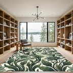 Sage Green Floral Vine Artwork Rug