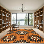 Autumnal Geometric Star and Pumpkin Rug