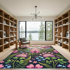 Enchanted Pink Clover Meadow Fern Botanical Rug