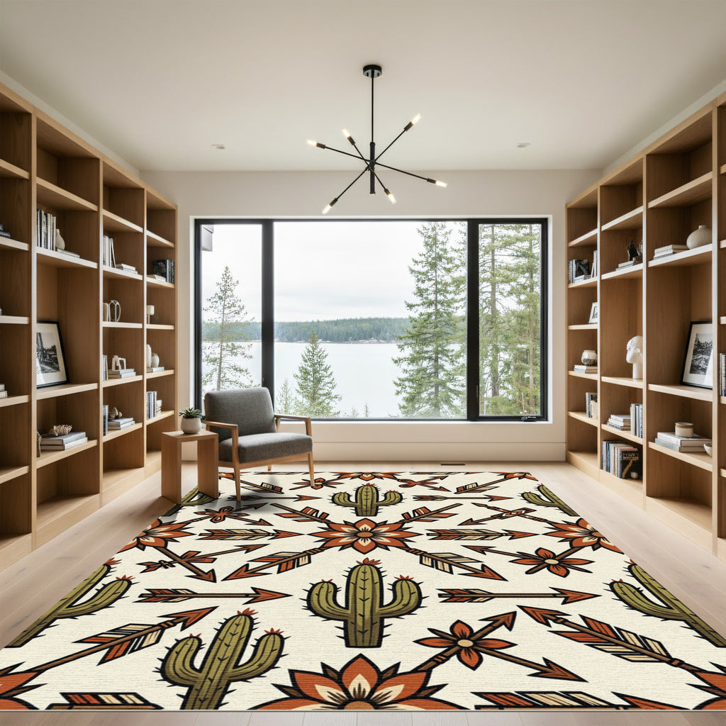 Desert Cactus Arrow Floral Medallion Rug