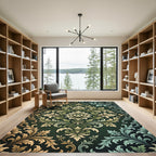 Ornate Golden Teal Acanthus Scroll Rug