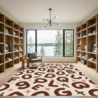 Brown Alphabet Scatter Cream Rug