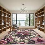 Ornate Romantic Orchid and Peony Scroll Rug