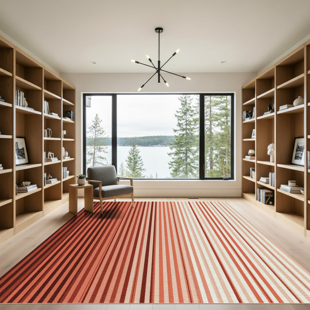 Coral Ombre Vertical Stripe Rug