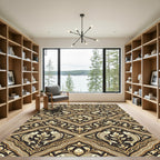 Vintage Gold Fish Floral Vine Rug