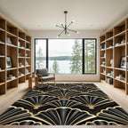 Art Deco Black Gold Fan Rug
