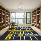 Grid Numbered Abstract Geometric Dark Rug