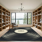 Retro Monochrome Vinyl Record Graphic Rug