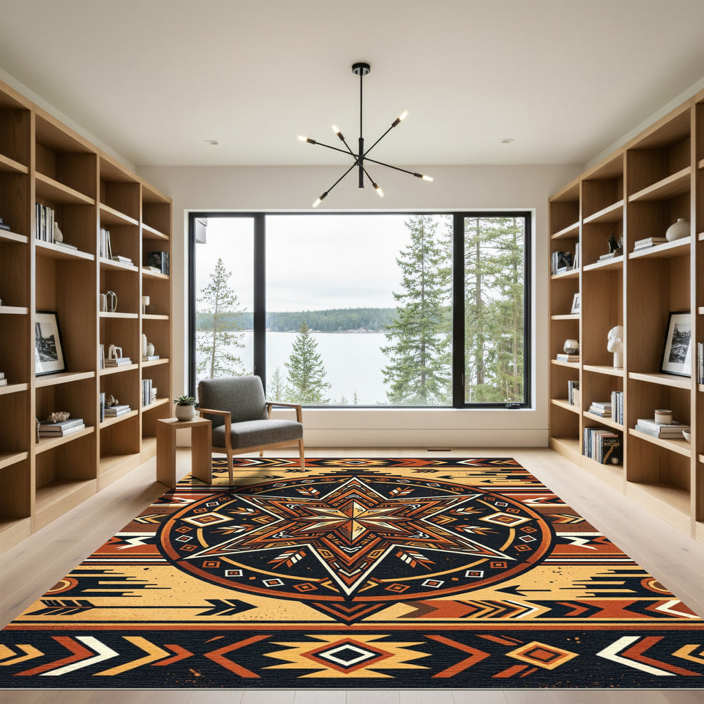 Earthy Southwestern Star Geometric Amber Rug