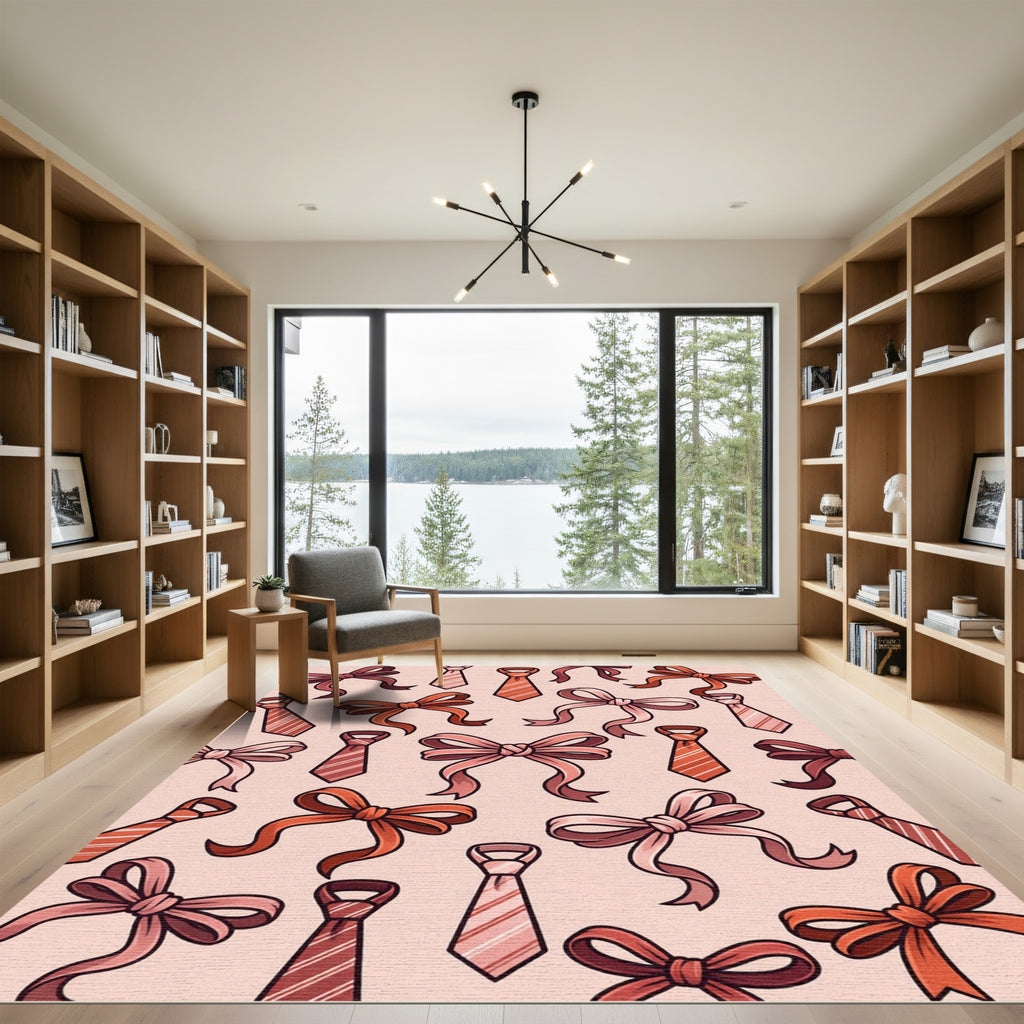 Rose Pink Ties and Bows Rug
