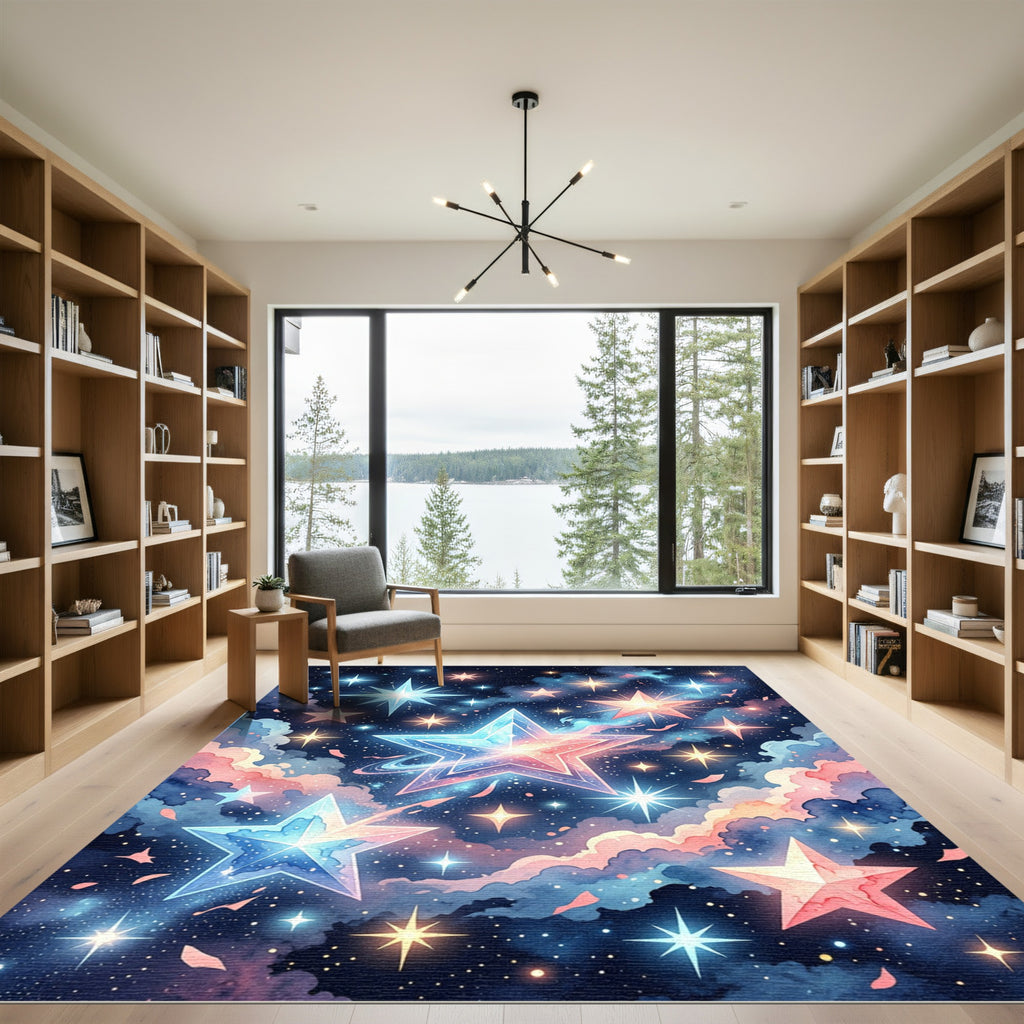 Cosmic Pastel Starry Night Sky Rug