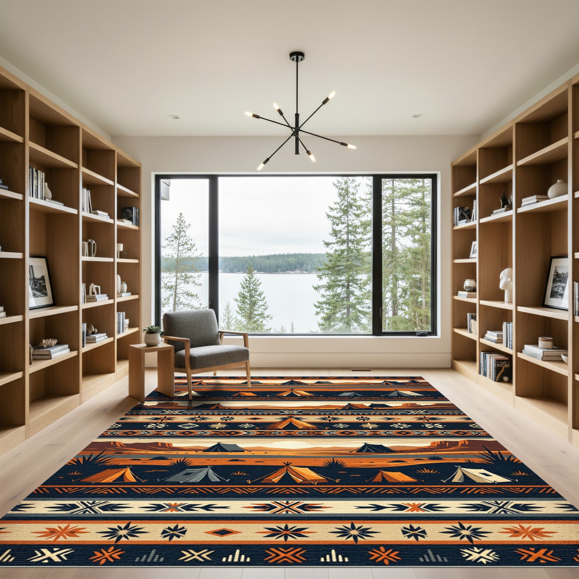 Earthy Desert Sunset Tipi Geometric Rug