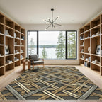 Geometric Woven Earthy Lattice Rug