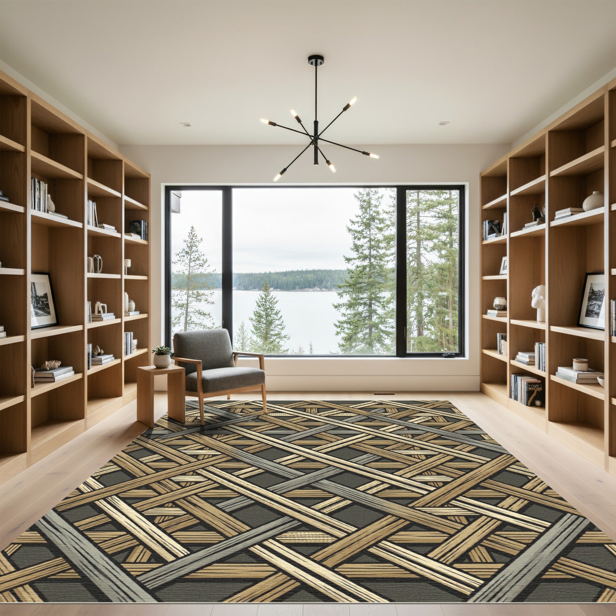 Geometric Woven Earthy Lattice Rug