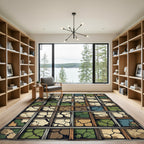 Cracked Earth Tiles In Wood Grid Rug