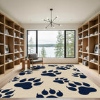Minimalist Navy Paw Print Area Rug