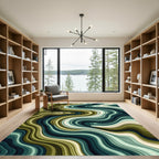 Olive Teal Marble Flow Rug