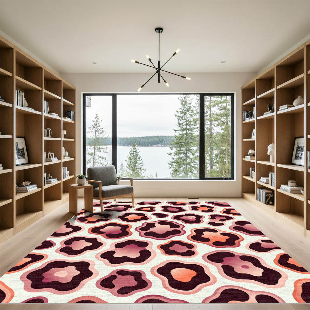 Modern Pink Leopard Spot Rug