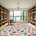 Pink Coral Carnation Floral Spray Rug