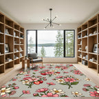 Whimsical Pink Strawberry Floral Bouquet Rug