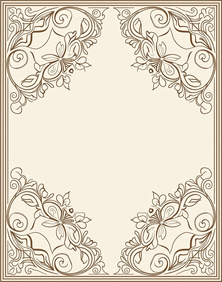 Elegant Floral Scroll Corner Design Rug
