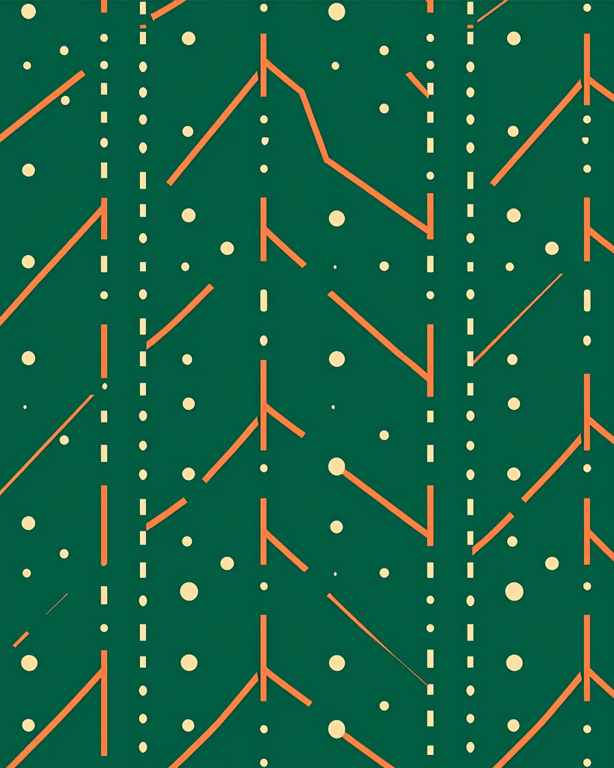 Green Orange Line Dot Pattern Rug
