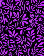 Bold Purple Floral Branch Pattern Rug