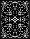 Black White Floral Damask Pattern Rug