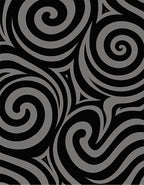 Dynamic Swirls Black Gray Pattern Rug