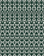 Dark Green White Symbolic Pattern Rug